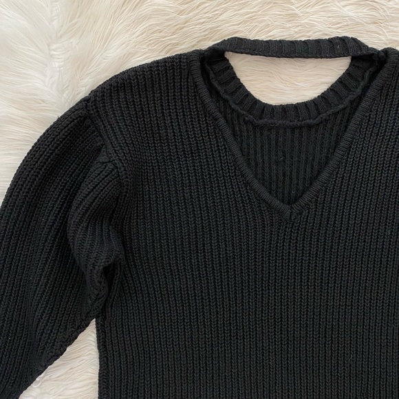 Eloquii Black Knit Open Back Puff Sleeve Sweater Dress 18/20 - Picture 7 of 10